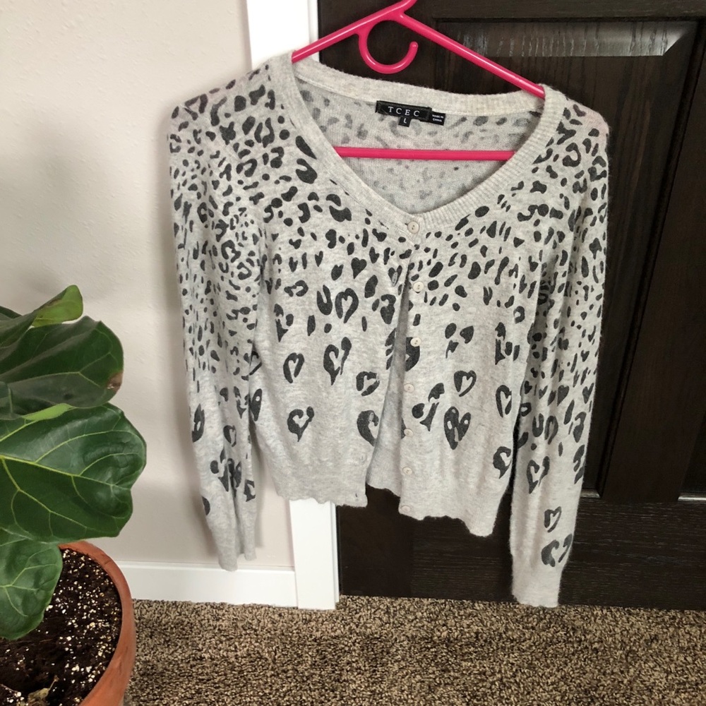 Fuzzy leopard cardigan.